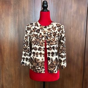 J Crew Chocolate Rosebuds Abstract Cardigan M